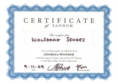 Georgia Wonder Fandom Certificate